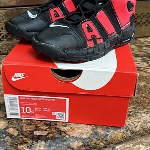 Nike Kids Air More Uptempo Black and Red Shoes
